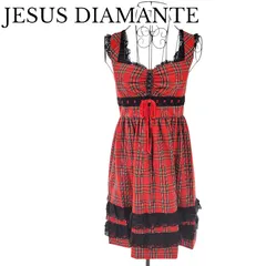 【美品】JESUS DIAMANTE ジーザスディアマンテ タータンチェック シシリアワンピ チェック柄ゴシックドレス フレア レース ミニ丈 ブラックレース 裏地あり サイズ38 レディース パーティーのサムネイル