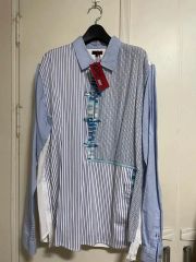 激レア 河谷シャツ 花柄×ストライプ×チェック ミックス 長袖シャツ XXL