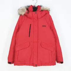 GUESS レディース フードファー ダックダウン マウンテンダウンジャケット レッド 85 (HU42038)のサムネイル