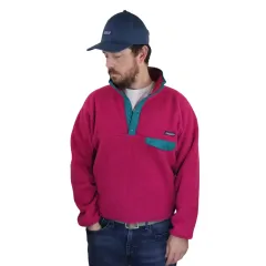 90s patagonia Synchilla スナップ-T ピンク/ティール/PURPLE USA