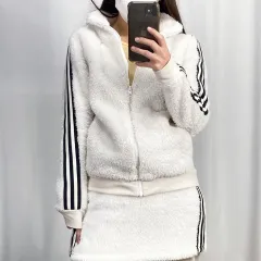 アディダス 白 ボア フリース ジャケット XS 241107