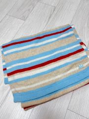 MARNI カシミアブレンドワンポイントブランドロゴボーダーマフラー