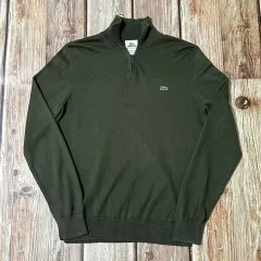 LACOSTE ラコステ コットン ハーフ ジップアップ ニット オリーブ カラー 4 サイズ