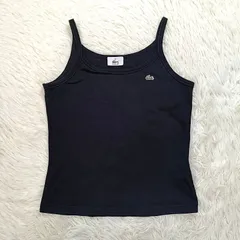 LACOSTE ラコステ キャミソール タンクトップ サイズ38 ブラック 黒 ワニロゴ刺繍 レディース ワンポイント 中古のサムネイル