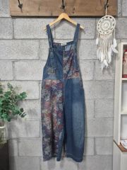 SALE ママイクコ 薄いデニムサロペット オーバーオール フリーサイズ 