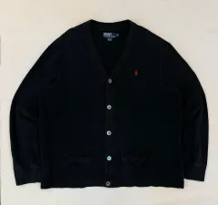 90s ポロ ラルフローレン コットン ニット カーディガン ブラック
