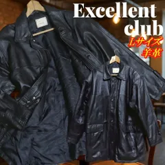 Excellent club エクセレントクラブ 羊革 ラムスキン ハンドウォーマーポケット レザージャケット レザーコート Lサイズ ブラック