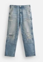新品14000円高品質メンズダブルニーデニムパンツバギーパンツジーンズ 