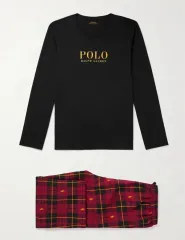 L ポロラルフローレン 長袖 パジャマ セット ブラック CHECK