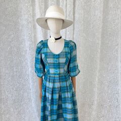 デッドストックインドガーゼチェックホルターワンピース - メルカリ