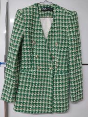 ZARA ダブルブレスト テーラードジャケット グリーンチェック S - メルカリ