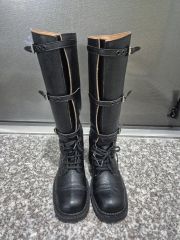 ロングブーツ 24cm ブラック レースアップロングブーツ 韓国 モード