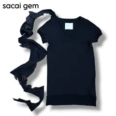 【sacai gem】 ウール シルク 切替 変形 ストール Vネック カットソーのサムネイル