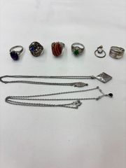 シルバー925 カレンシルバー ズニ族 指輪3点 ネックレス ブレスレット