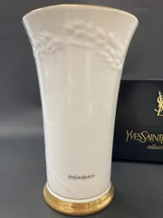 YSL イヴサンローラン フラワーベース 花瓶 白磁 ゴールド 箱付き YB-6530 ヤマカのサムネイル