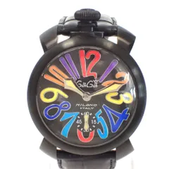 Th690331 ガガ・ミラノ 腕時計 マヌアーレ 48ｍｍ ブラック×マルチカラー 手巻き SS メンズ Gaga Milano 中古