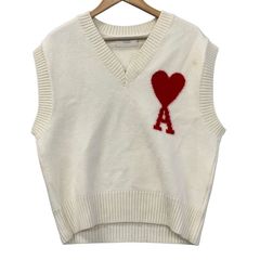 ami paris ハート ニット ベスト ホワイト - メルカリ