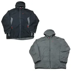 NIKE ナイキ ナイロン ポリエステル リバーシブルジャケット フーディ 灰色 黒 サイズXL No.S096