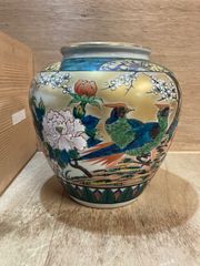 花と鳥のデザイン 陶器花瓶 木箱付き - メルカリ