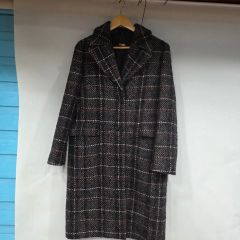 配色チェック柄 ダブル ロングコート ブルー×オレンジ - メルカリ