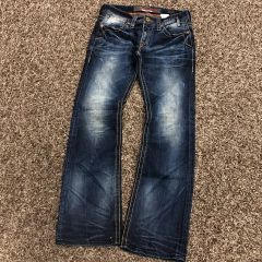 Maraxia ブーツカット フラップポケット デニム ジーンズ ダメージ加工 