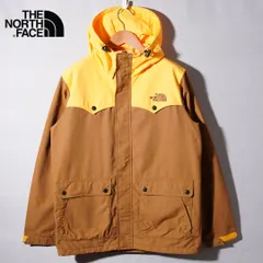ノースフェイス THE NORTH FACE ナイロンジャケット マウンテンパーカー M イエロー ブラウン ロゴ刺繍 テック ストリート アメカジ 黄色 古着 D773