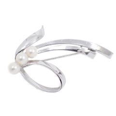 MIKIMOTO ミキモト パール シルバー ブローチ リーフモチーフ - メルカリ