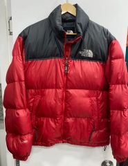 美品】ノースフェイス ヌプシ ダウンジャケット 赤×黒 メンズL相当 90s