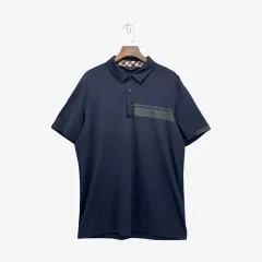 (Men 100) DAKS ゴルフ ポリエステル ブレンド カラーTシャツ ネイビー MTB0696のサムネイル
