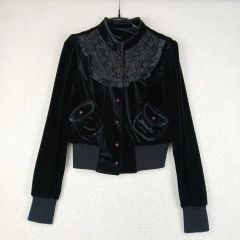 Belchic ブラックベルベットブレザー レース 刺繍 - メルカリ