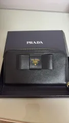 プラダ サフィアーノ リボン PRADA 長財布 (ブラック)