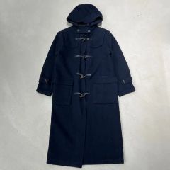【良品】モンゴメリー　ダッフルコート　ロング　レザー パイピング　UK製　80s 良品】モンゴメリー ダッフルコート ロング レザー パイピング UK製