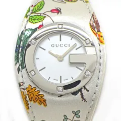グッチ GUCCI 腕時計 Gバンデュー フローラ 104 2005年限定モデル ダイヤベゼル ホワイト文字盤 SS フラワー柄 ファブリック/レザーベルト クオーツアナログ 【中古】のサムネイル