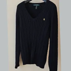 ラルフローレン (S M) Classic Vネック ケーブル ニット