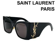 美品 サンローランパリ SAINT LAURENT PARIS YSL サングラス アイウェア SL M119 BLAZE グレーレンズ 黒 ゴールド色 レディース 6V504