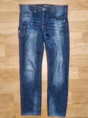 32 34) PHILIPP PLEIN(フィリッププレイン) デニム/ドクロマーク バイカーデニム/ほぼ新品のサムネイル