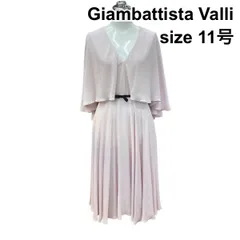 □ ジャンバティスタヴァリ Giambattista Valli フレアワンピース Vネック ポンチョスリーブ ミモレ丈 ピンク 40 M 11号 レディース Z6B561のサムネイル