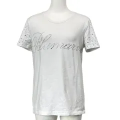 ◇ ブルマリン BLUMARINE ラインストーン ロゴ Tシャツ クルーネック 半袖 白 コットン 38 S～M 7-9号 レディース S6E086のサムネイル