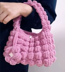 ハンドメイド ニット グラニーバッグ フラワーモチーフ - メルカリ