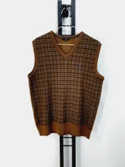 DAKS ニット ベスト Vネック CHECK ブラウン 100のサムネイル