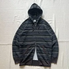 00s　archive　OLD UNIQLO　オールドユニクロ　Wジップアップアップ　オンブレ系大判チェック柄　フード付きパーカー　フーデッドパーカー　濃淡ネイビー×グレー　レイヤードコーデ　平成レトロ　Y2K　ストリート　double zip hoodie