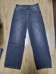 ブラックデニム ワイド デニム パンツ M