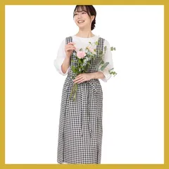 [chalino] エプロン レディース おしゃれ お尻が隠れる 可愛い 撥水 エプロンドレス (ギンガムチェック（ブラック）) 1