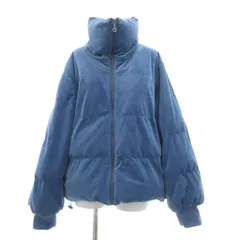 ジーユー GU 中綿ジャケット 上着 XL 青 ブルー ハイネック ベルベット調 /NL