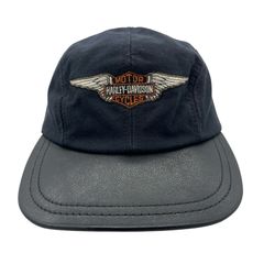 80s Harley-Davidson 本革 レザーキャップ ブラック - メルカリ