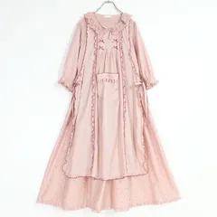 【美品】ピンクハウス★ ローンタブリエ付き♪ドットptワンピース ピンク系 サテンリボン&フリル♪2025年製 z20013