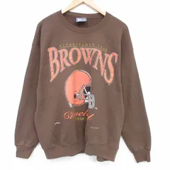 XL/古着 リー Lee 長袖 スウェット メンズ 90年代 90s NFL クリーブランドブラウンズ クルーネック USA製 こげ茶 アメフト スーパーボウル【spe】 26apr11