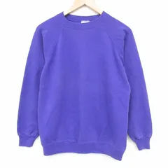 M/古着 ヘインズ 長袖 スウェット メンズ 90年代 90s 無地 ラグラン クルーネック USA製 紫 26apr11