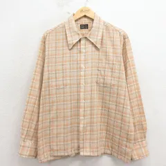 XL/古着 JCペニー 長袖 シャツ メンズ 70年代 70s ベージュ他 チェック 26apr11