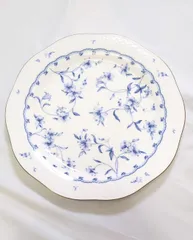 【223858】NARUMI ナルミ  BONE CHINA 大皿　プレート　食器　花柄 ホワイト/ブルー